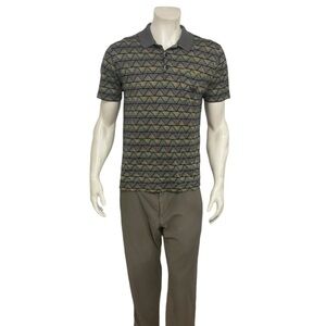 Missoni Gray and Gold Patterned Polo Shirt